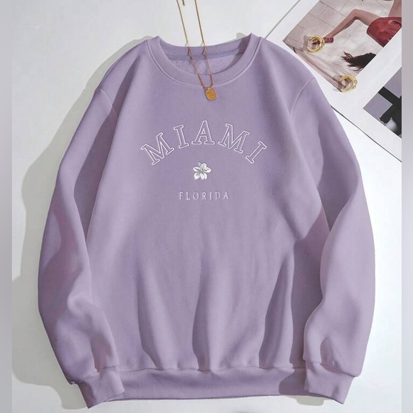 SHEIN Tops - Lavender Miami Florida Sweatshirt
